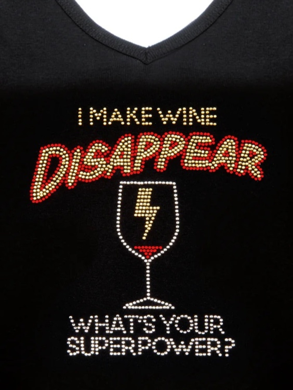 Rhinestone Cotton Baby Tee • I Make Wine Dissappear What’s Your Superpower?